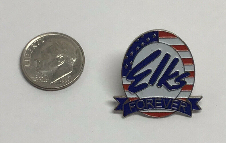 Elks Forever Lodge Lapel Pin - Vintage Club Member American Flag Patriotic Badge