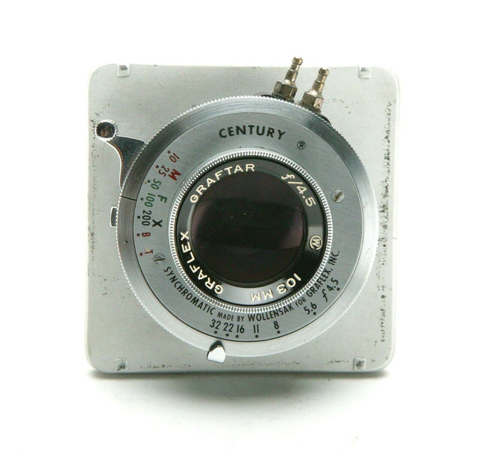 Vintage Graflex Graftar 4.5/103mm Lens In Century Shutter W/board F/2x3" Cameras