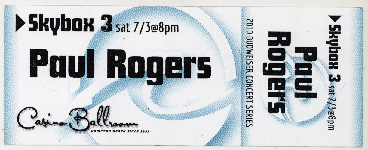 Paul Rodgers 7/3/10 Hampton Beach Nh Rare Ticket! Bad Company Co Queen