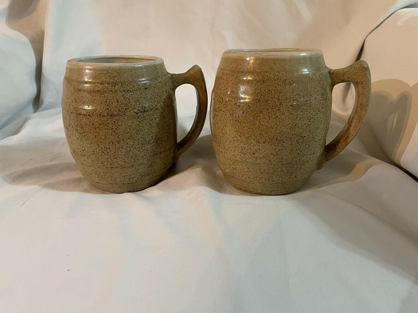 Vintage Mug Uhl Pottery Huntingburg Indiana Barrel Shaped Cup, Crazing