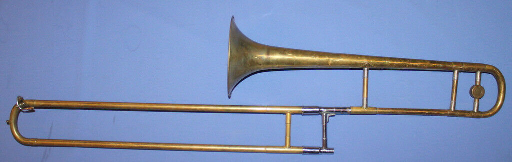 Antique Brass Trombone With Case