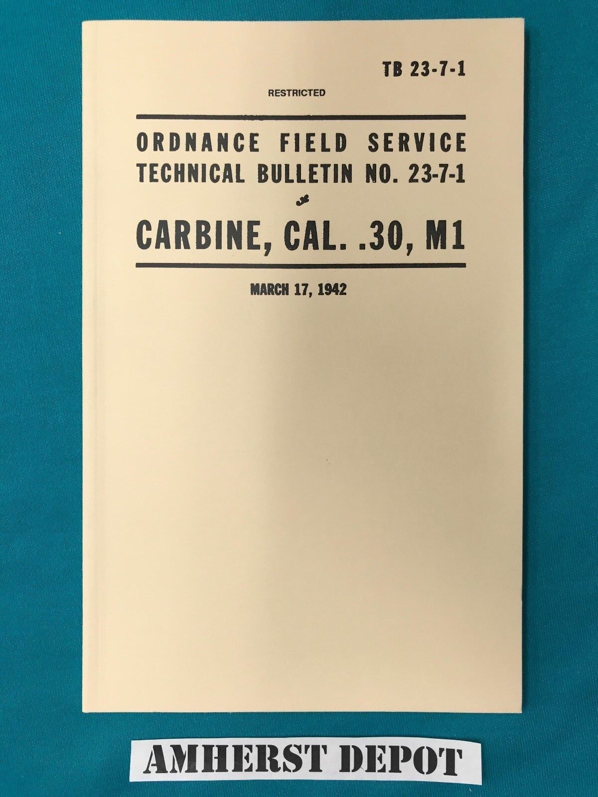 M1 Carbine Tb 23-7-1 Army Technical Manual