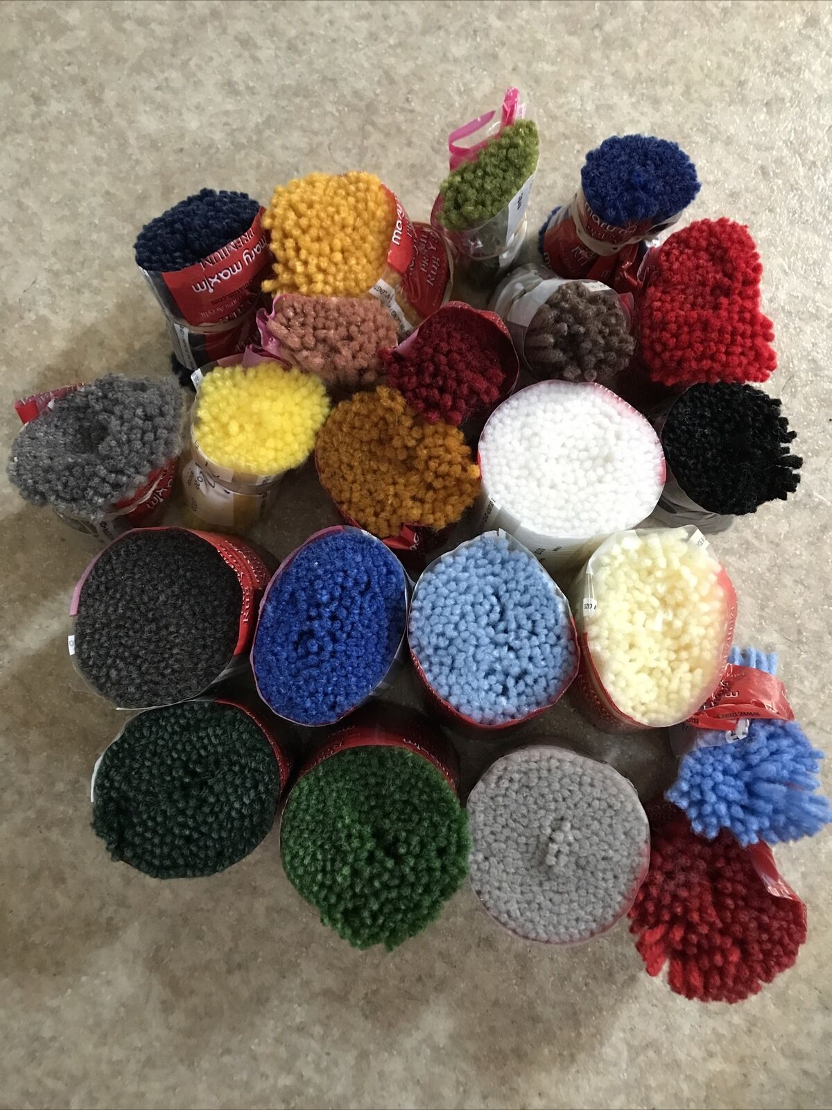 Assortment Mary Maxim Latch Hook Wool Yarn 2 1/2” Long 22 Colors