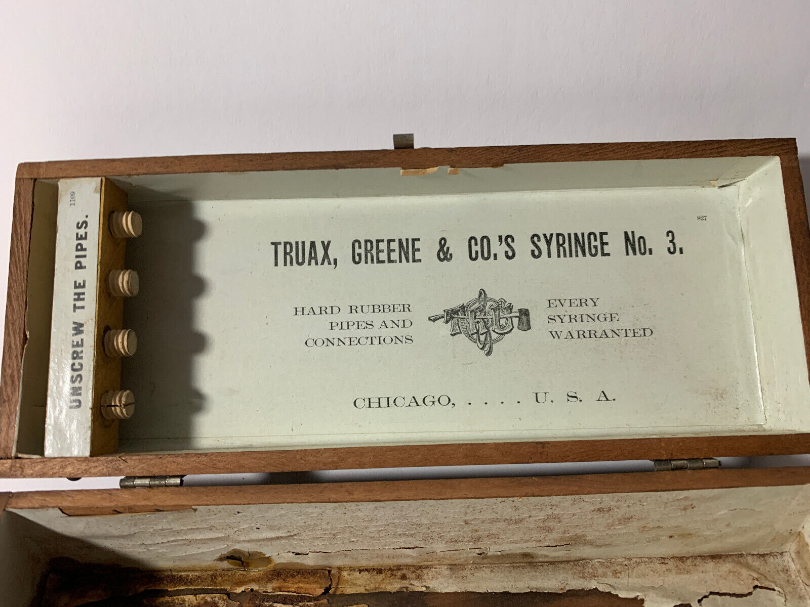 Antique Truax, Greene & Co Wooden Syringe Box - Antique Medical Surgical