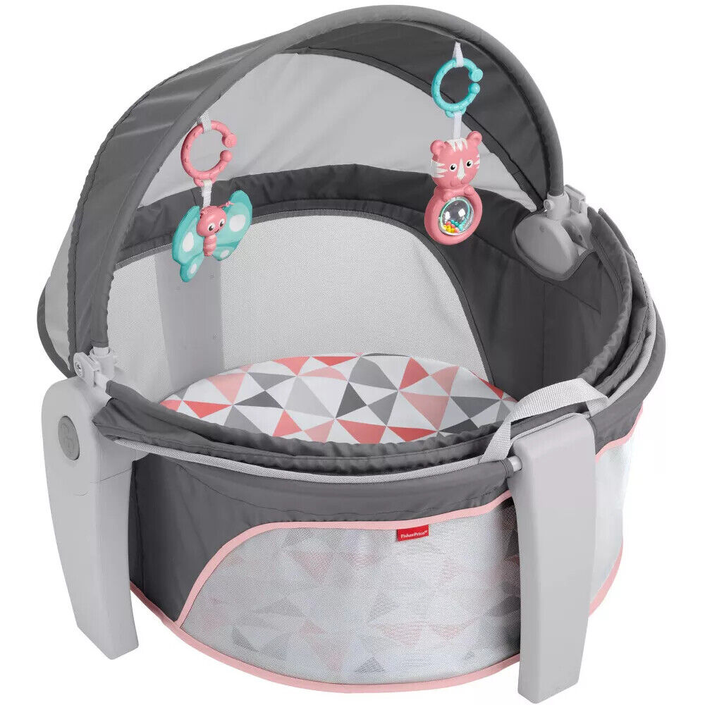 New! Fisher-price On-the-go Baby Dome Rosy Windmill Grey/pink Free Shipping!