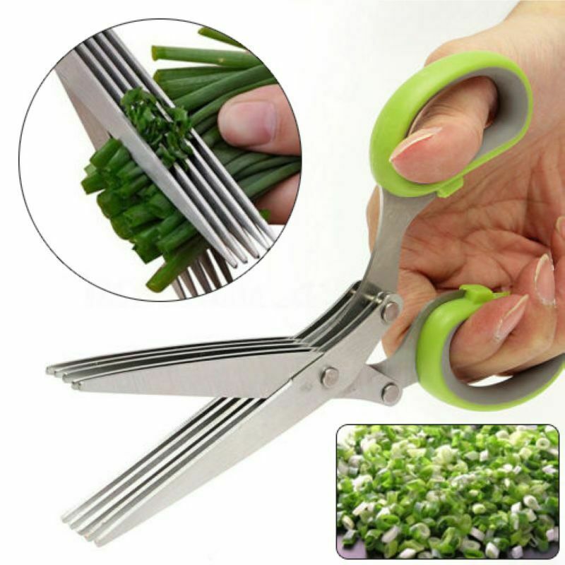 Stainless Steel 5 Blade Office Cut Shredding Scissors Sharp Herb Kitchen Tool