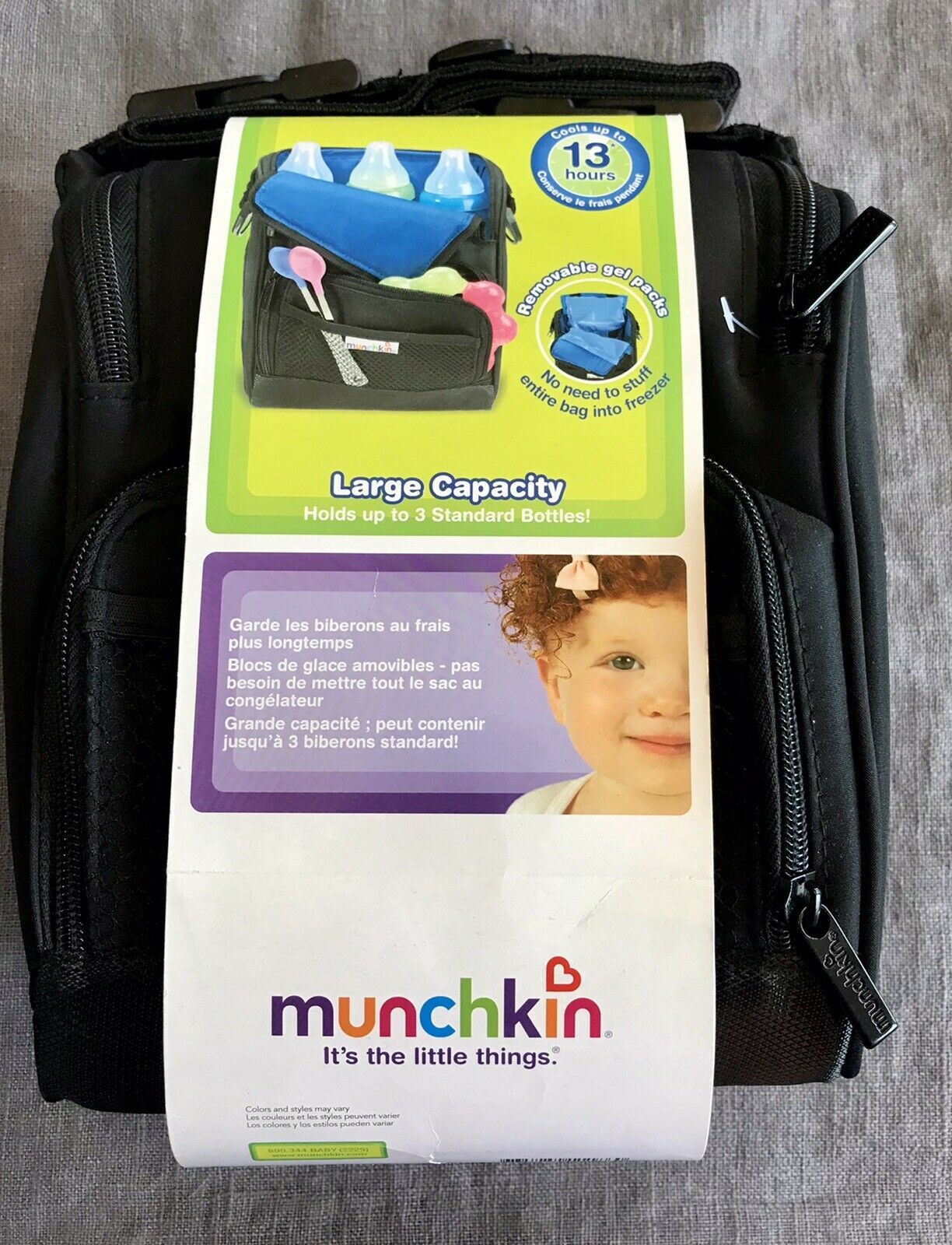 Munchkin Large Capacity Black Cool Wrap Insulated Bottle Bag Brand New!