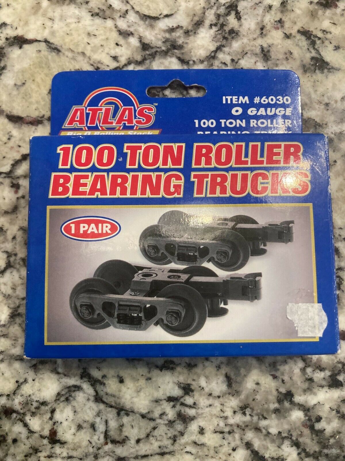 Atlas-o-#6030 1 Pair-100 Ton Roller Bearinmg Trucks (3 Rail)- Nib