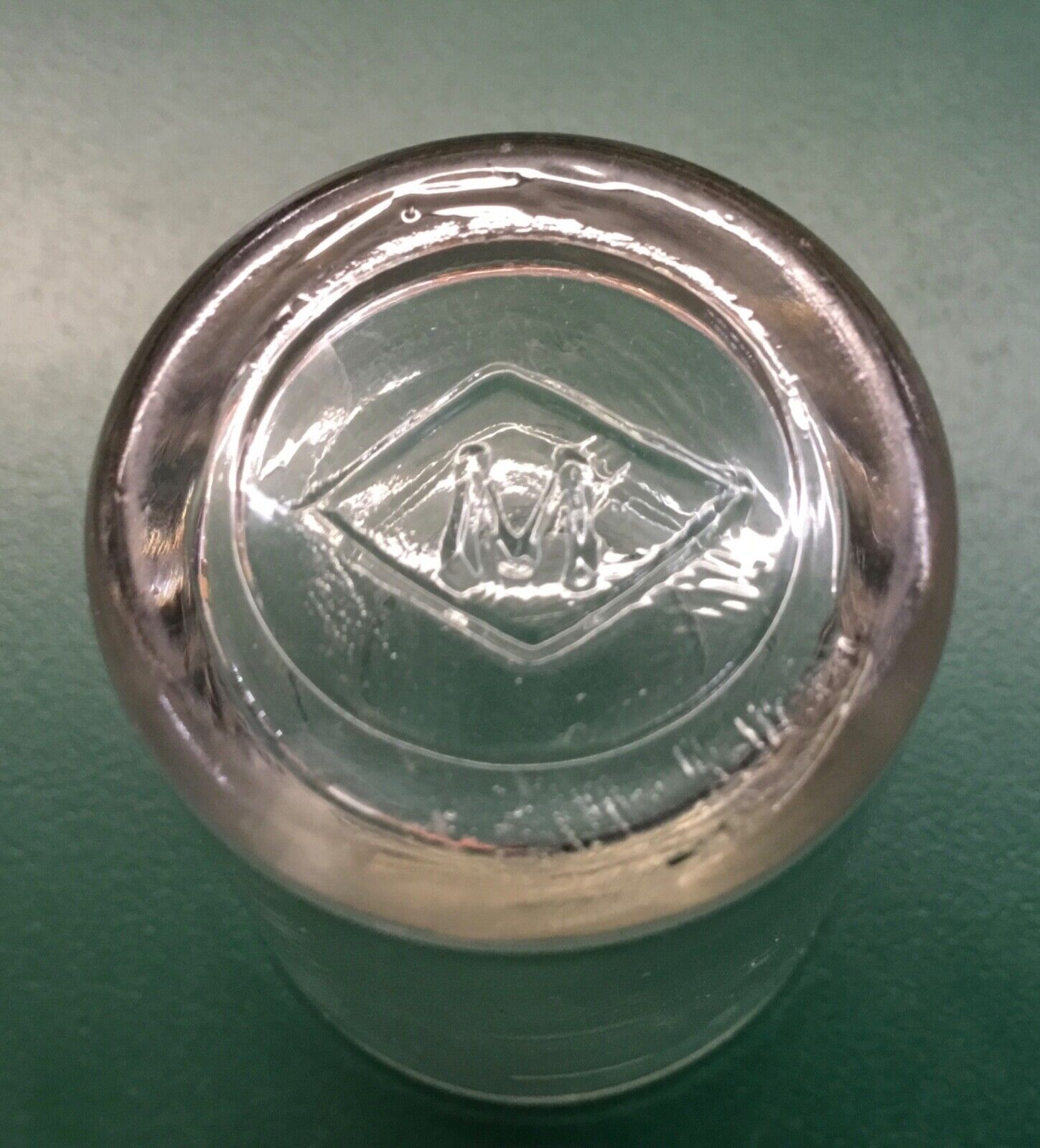 Antique John Maris Apothocary Measuring Cup “m” In Diamond Hallmark Clear Glass
