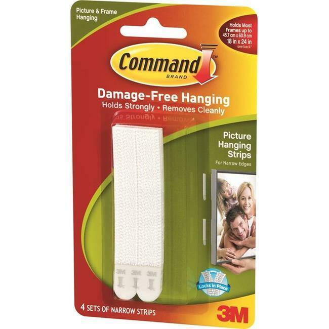 3m 1240969 Narrow Picture Hanging Strip 3 Lbs - Foam White