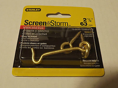 Stanley Screen & Storm Hook And Eye 2-1/2" Solid Brass 75-0630 Door Gate In/out