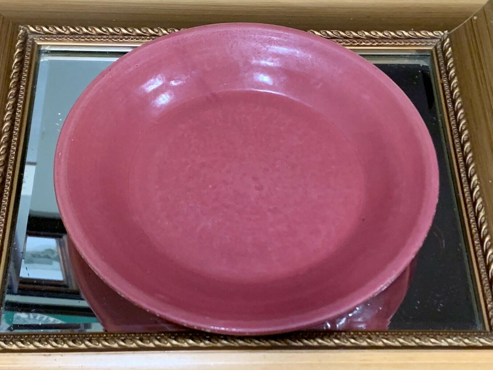 Vintage Uhl Pottery Pink Dusty Rose 8" Round Plate Huntingburg Indiana Mint Euc