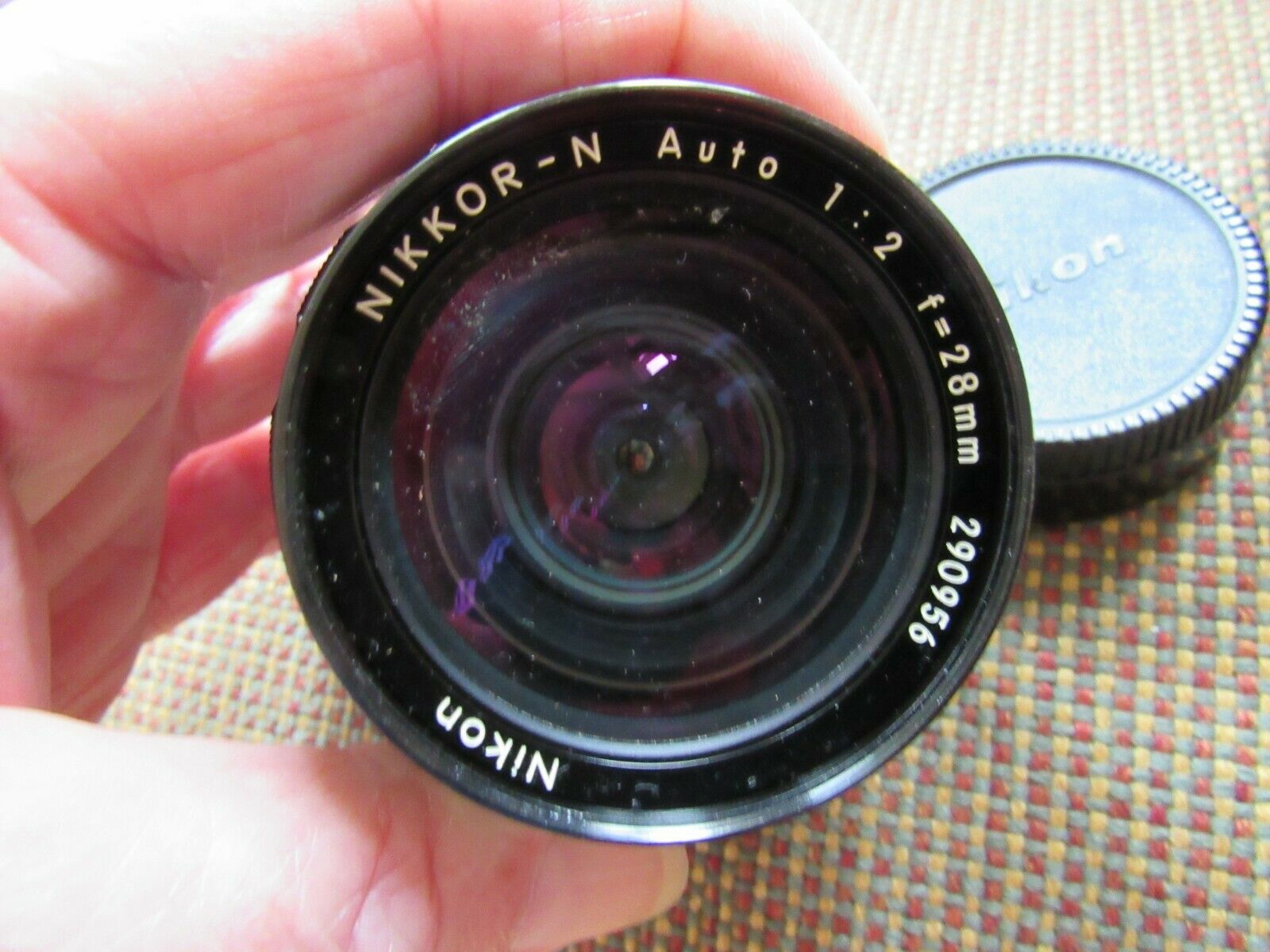Nikon Model 28mm F2.0 Nikkor-n Non-ai. Vintage Lens. Caps & Metal Hood. Japan