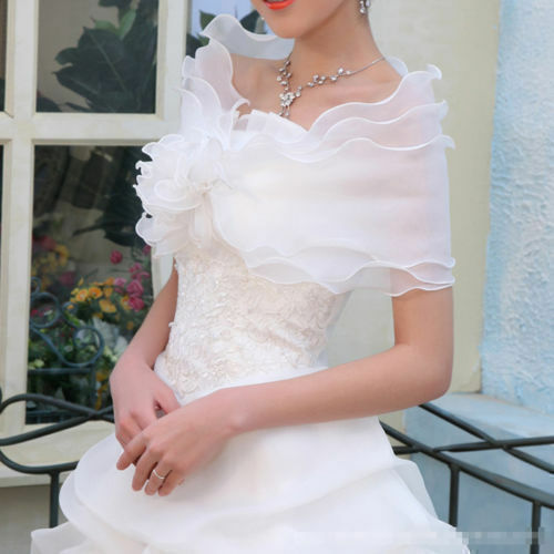 White Ivory Organza Bolero Coat Wedding Accessories Bridal Shawl/wraps/jacket