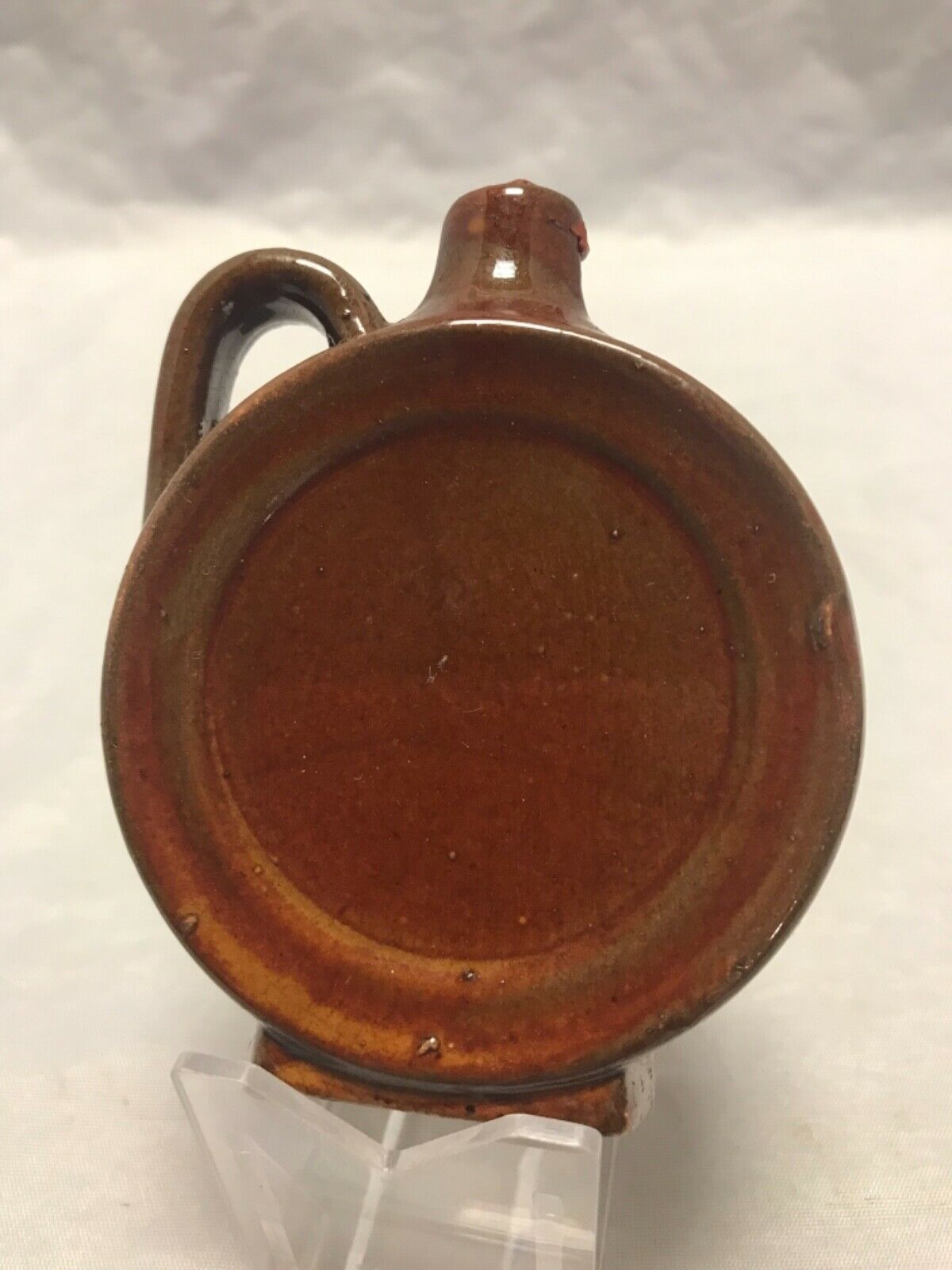 Uhl Pottery Brown Miniature Canteen Jug With Meier’s Winery Foil Label & Tax