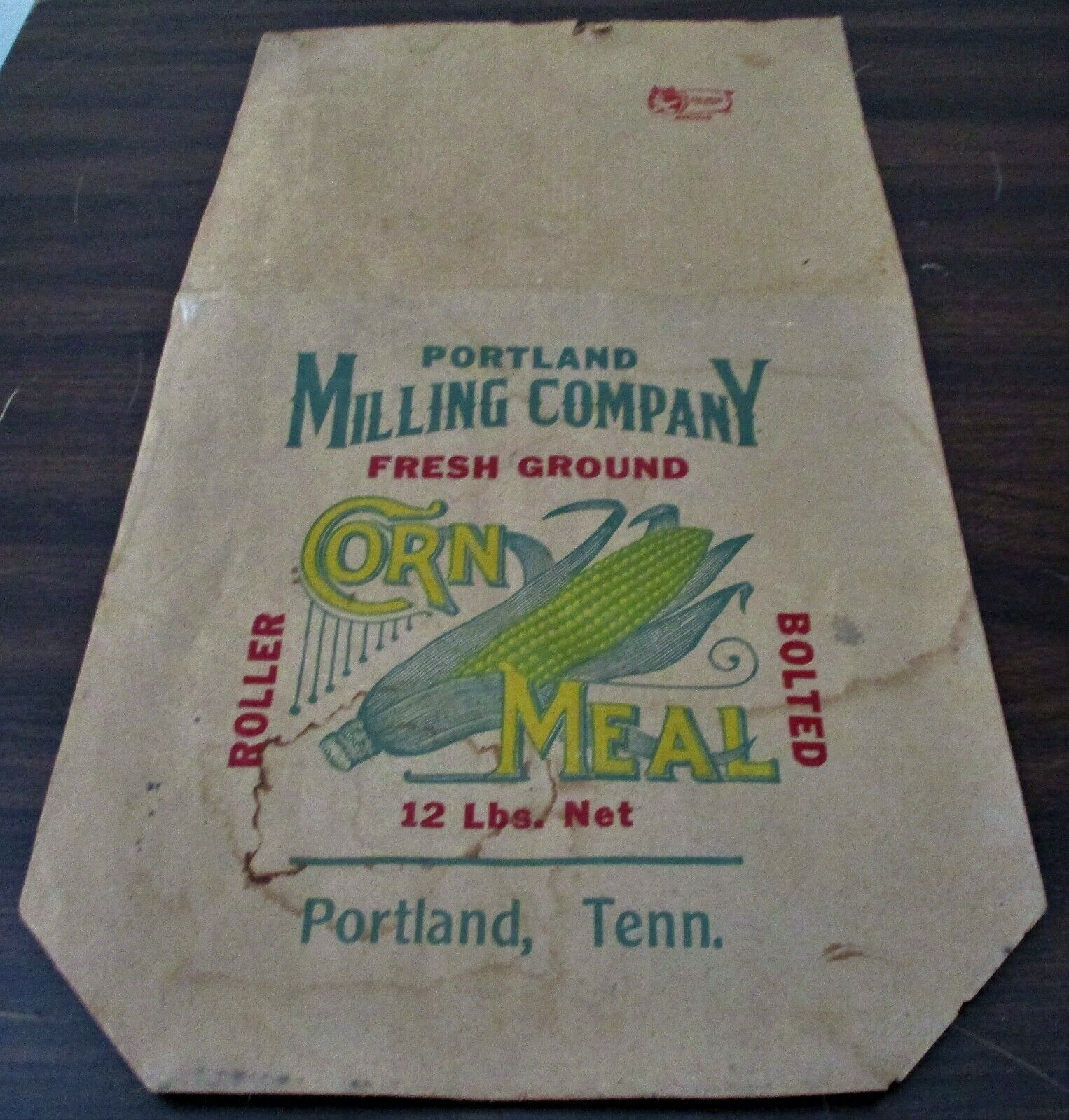 Vintage Portland Tennessee Milling Company Corn Meal Bemis Paper Bag Sack