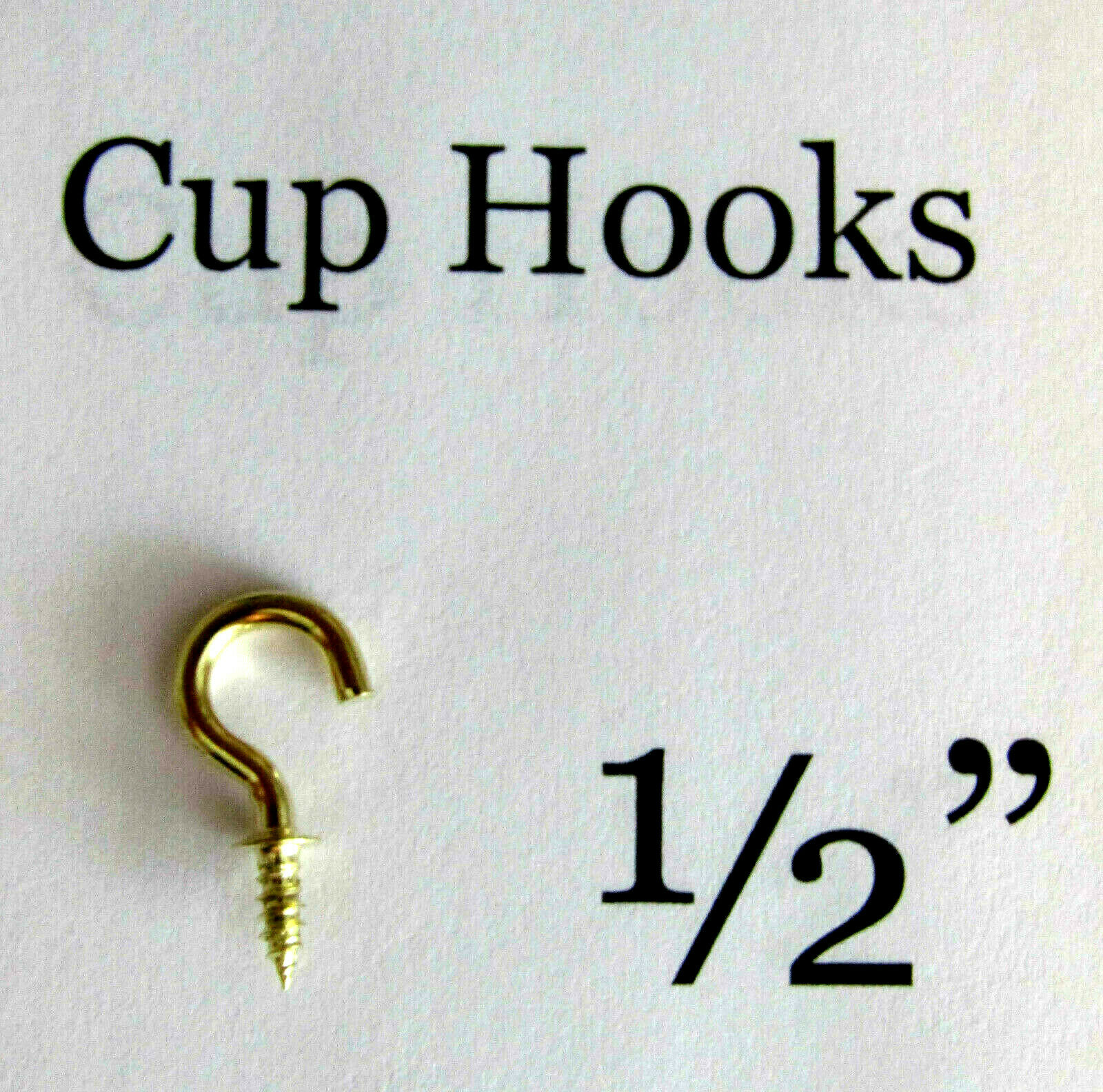 Cup Hooks 1/2" Inch Brass Plated Lots 12/25/50/100/500 New