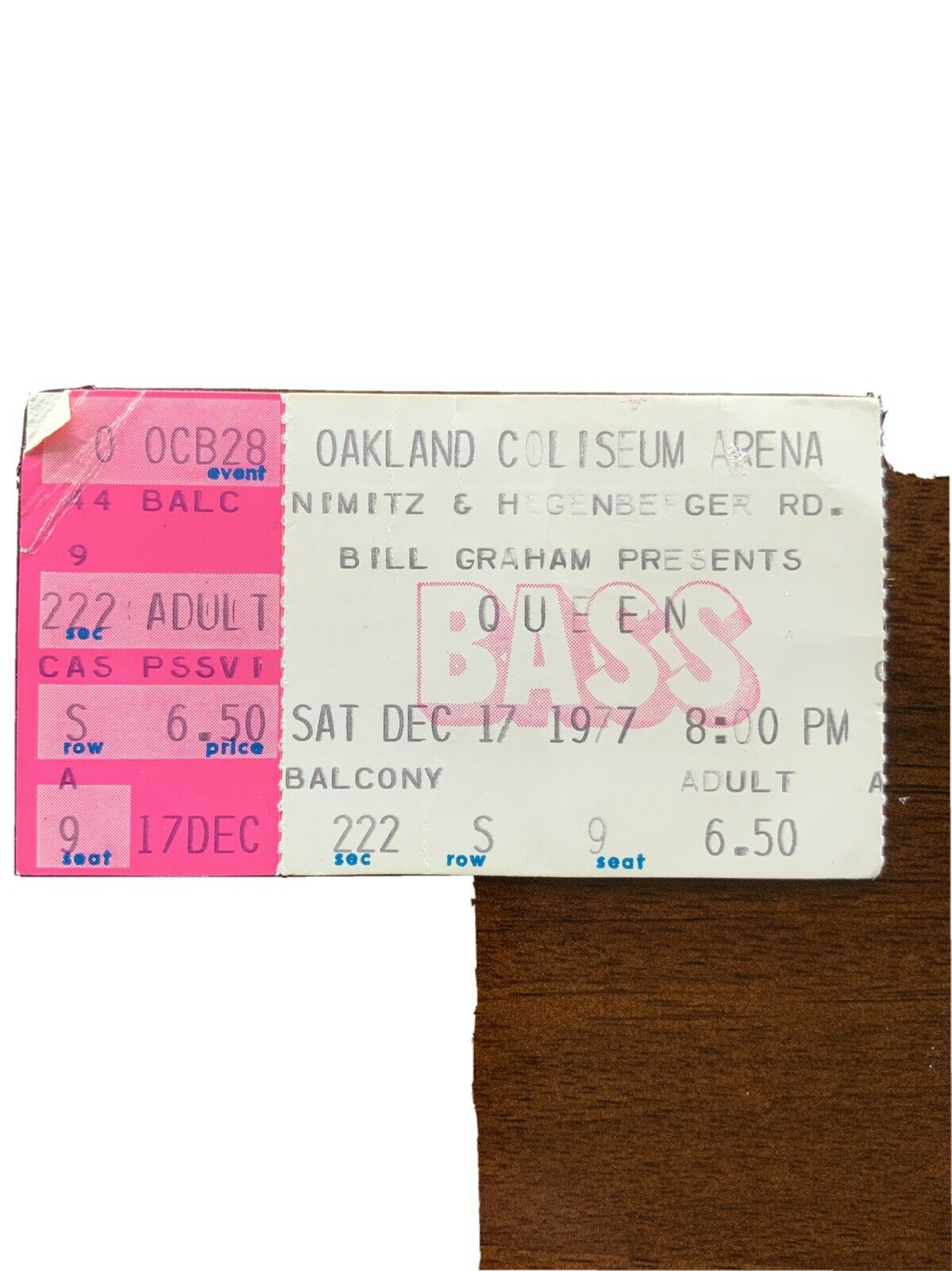 Queen 1977 Concert Ticket Stub Freddie Mercury  Rare Oakland Coliseum
