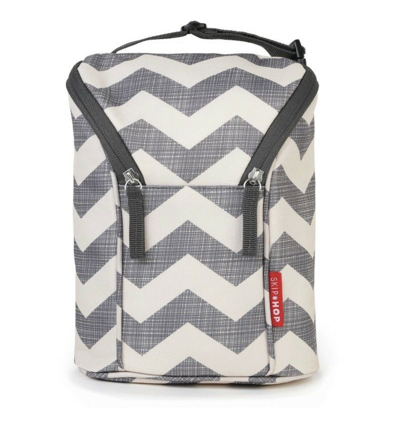 Skip Hop Insulated Bottle Bag/carrier With Gray Handle - Chevron Print