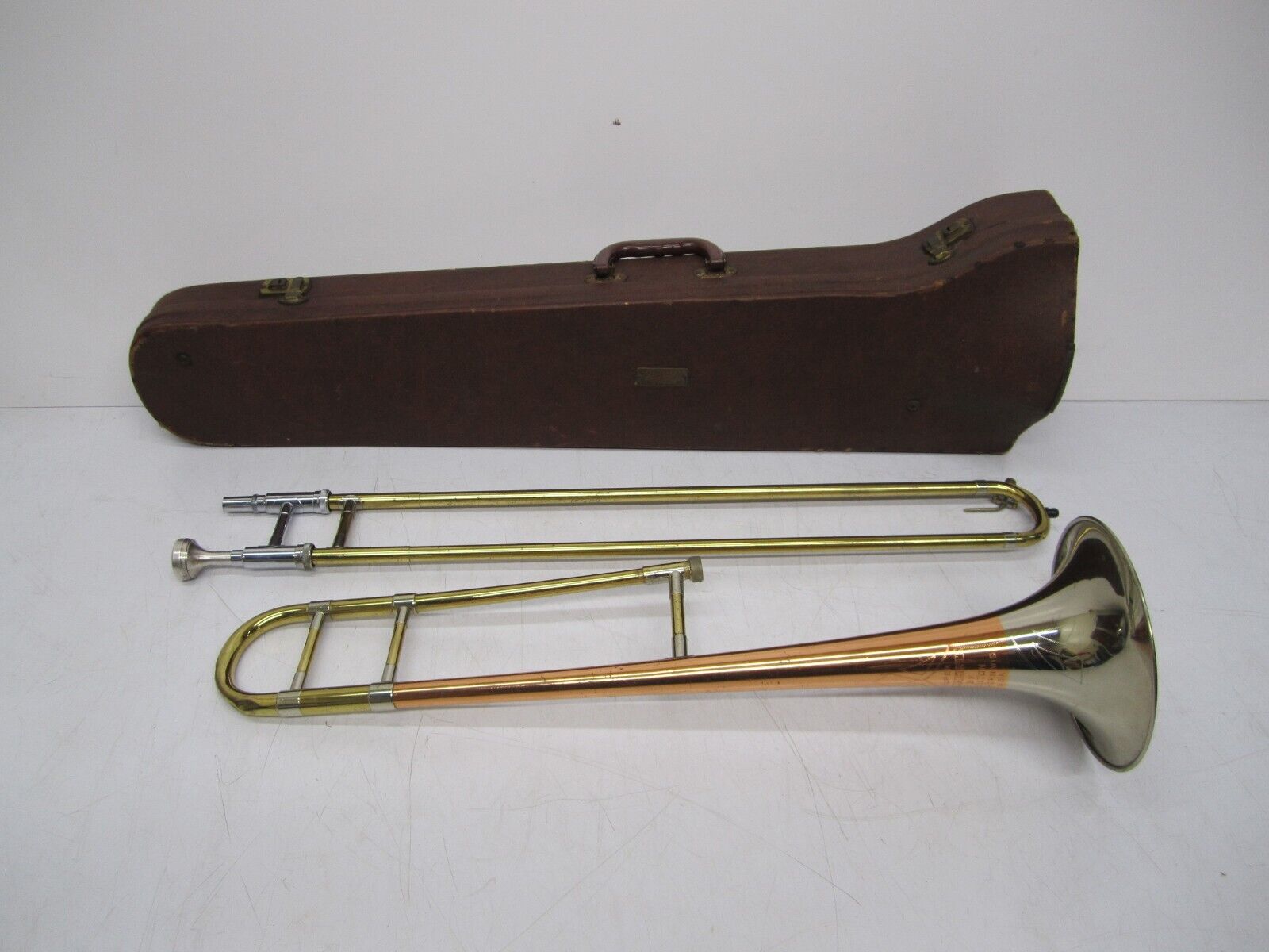 Vtg C1950s Holton Super Collegiate Trombone Instrument & Hard Case As Is