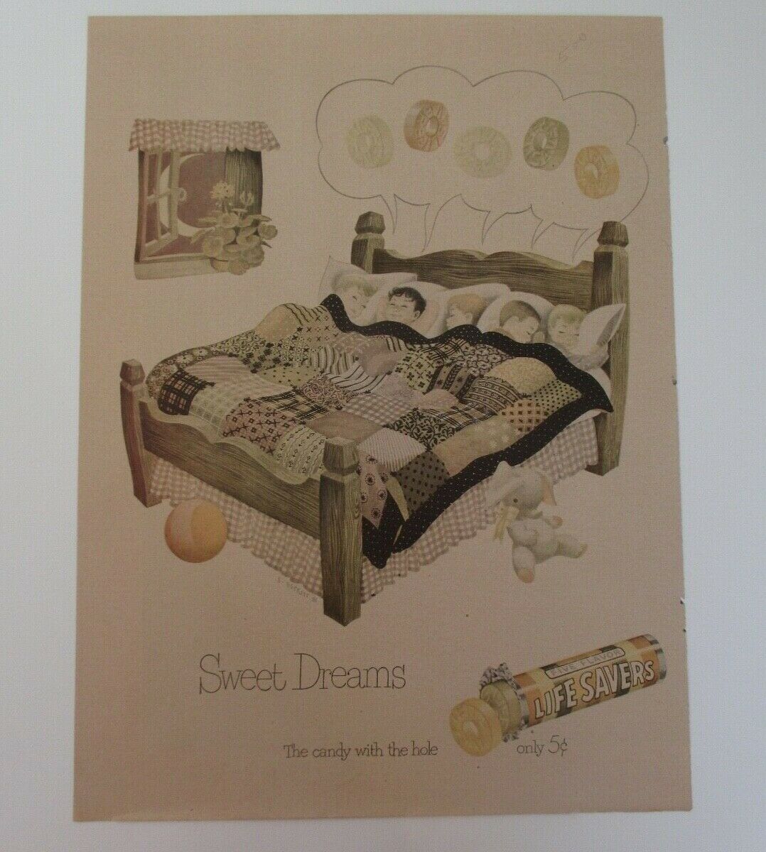 Vtg Ad  Life Savers Sweet Dreams Reverse Side Omar Kiam Fashions  Ad 1950