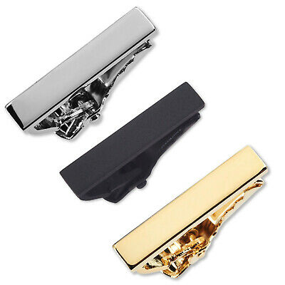 3 Pc Tie Bar Clip Set 1" Gq Trendy Skinny Tie Silver Black & Gold Tc-set-2