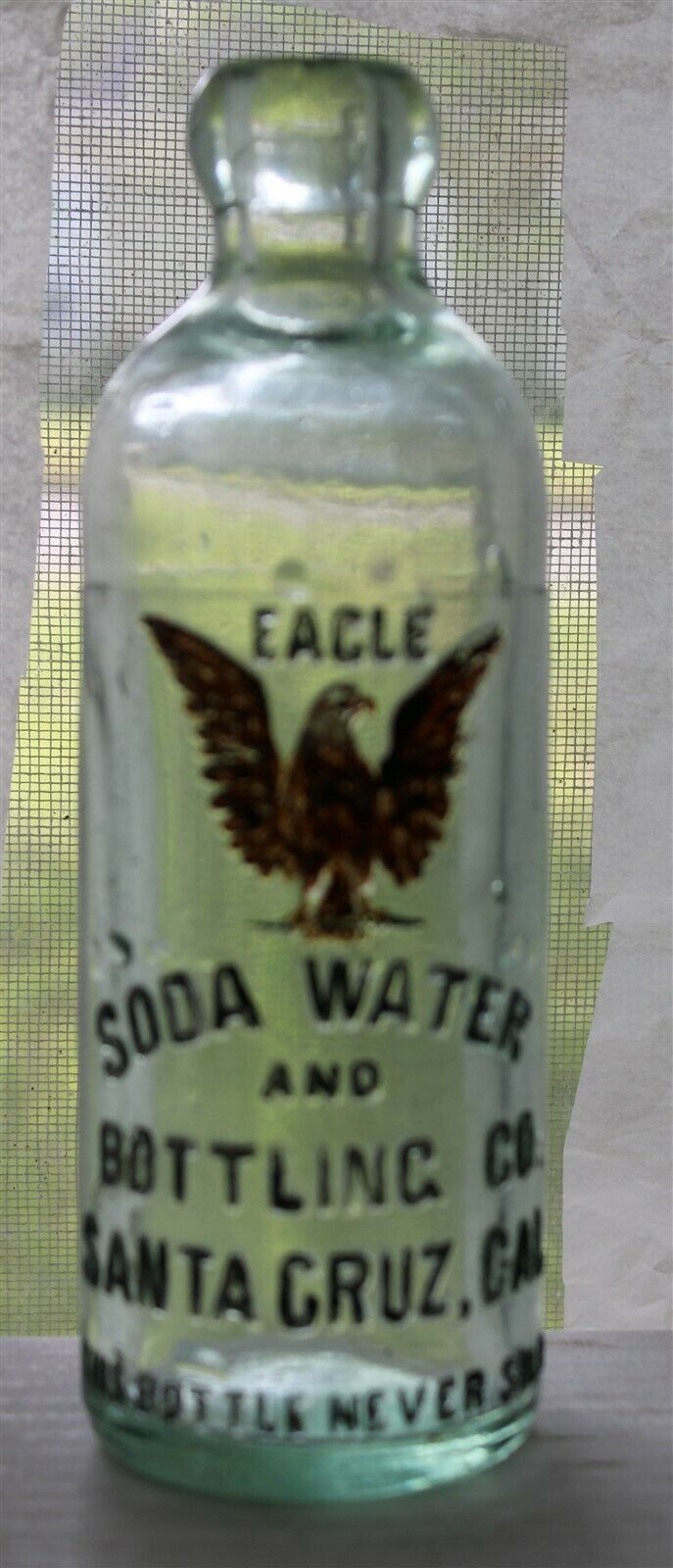 Santa Cruz California Emb Picture Of Eagle Hutchinson Soda Bottle Hutch Ca 0479