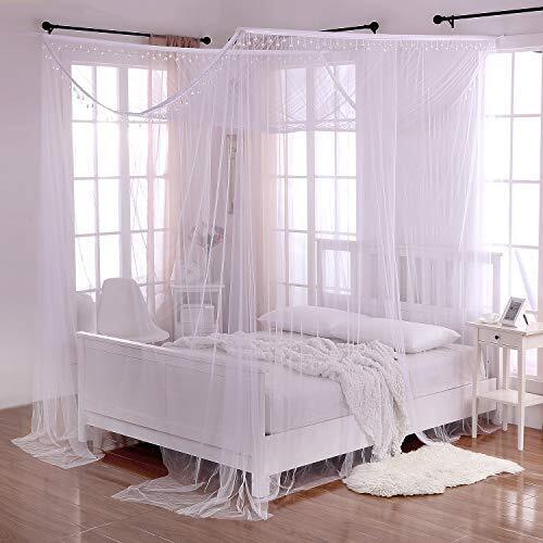 Heavenly Crystal 4-post Sheer Mosquito Netting Bed Canopy, One Size, White