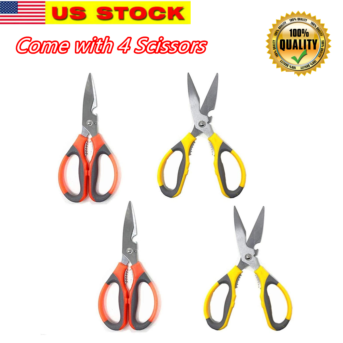 4 Pack Heavy Duty Kitchen Scissors Sharp Blade Multipurpose Utility Shears