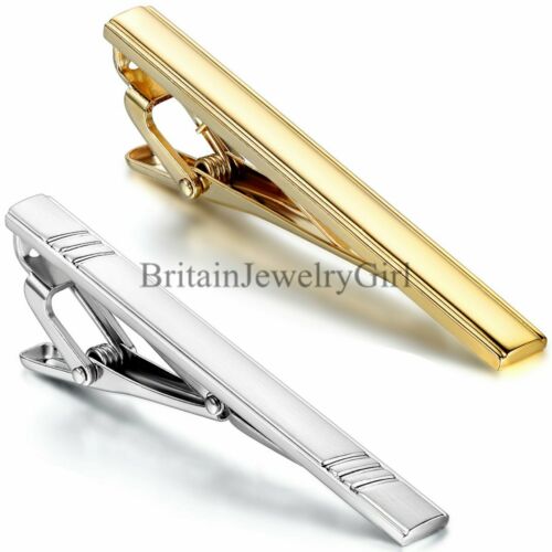 Men Metal Silver Gold Tone Simple Necktie Tie Bar Clasp Clip Clamp Pin Gift